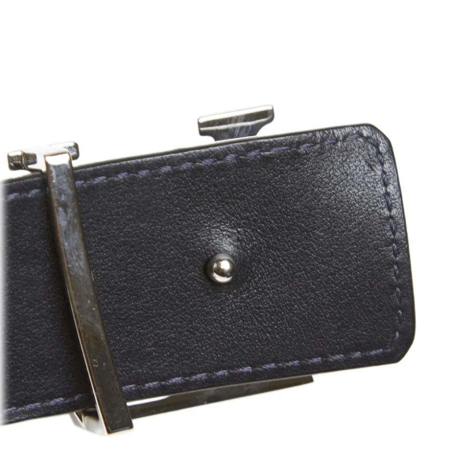 Louis Vuitton Vintage - Ostrich Leather Initiales Belt - Blue Navy - Leather Belt - Luxury High Quality - Avvenice