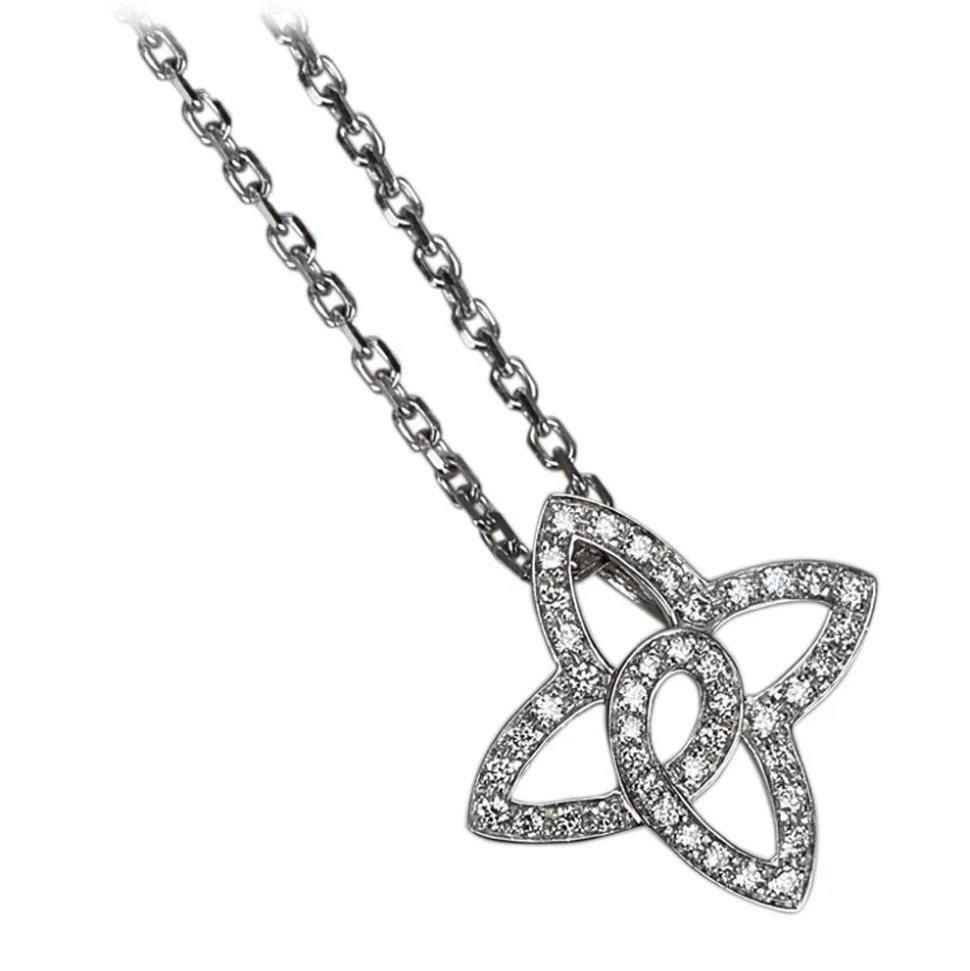 Louis Vuitton Vintage - Quatrefoil Diamond Necklace - White Gold 18K - LV Necklace - Luxury High Quality - Avvenice