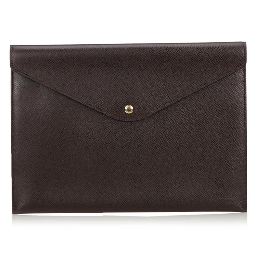Louis Vuitton Vintage - Taiga Document Case Clutch Bag - Red Burgundy - Taiga Leather Pochette - Luxury High Quality - Avvenice