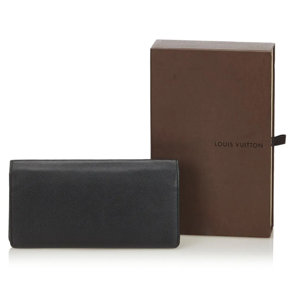Louis Vuitton Vintage - Taiga Portefeuille Brazza Bi-Fold Long Wallet - Black - Taiga Leather Wallet - Luxury High Quality - Avvenice