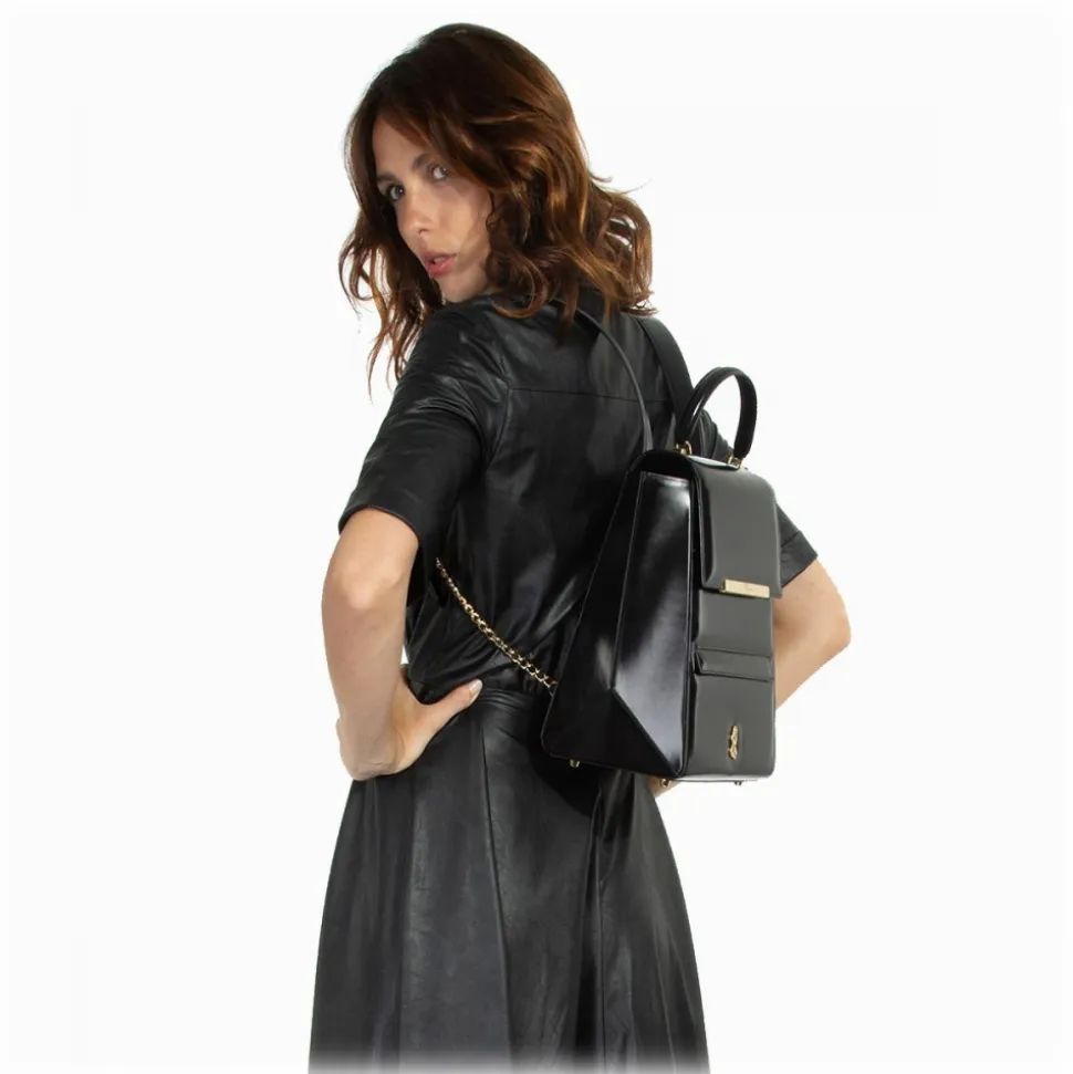 Maison Fagiano - Box Calf - Black - Artisan Backpack Bag - The New Sport Exclusive Collection - Luxury - Handmade in Italy - Avvenice