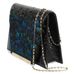 Maison Fagiano - Feathers Python - Blue Emerald - Artisan Bag - New Evening Exclusive Collection - Luxury - Handmade in Italy - Avvenice