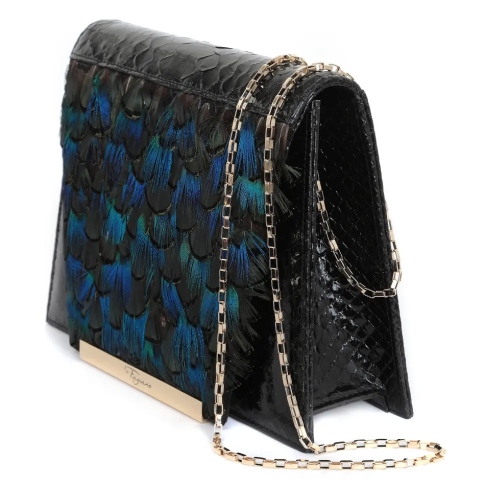Maison Fagiano - Feathers Python - Blue Emerald - Artisan Bag - New Evening Exclusive Collection - Luxury - Handmade in Italy - Avvenice