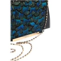 Maison Fagiano - Feathers Python - Blue Emerald - Artisan Bag - New Evening Exclusive Collection - Luxury - Handmade in Italy - Avvenice