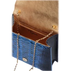 Maison Fagiano - Hand Painted Python - Blue Degradé - Artisan Bag - New Evening Collection - Luxury - Handmade in Italy - Avvenice