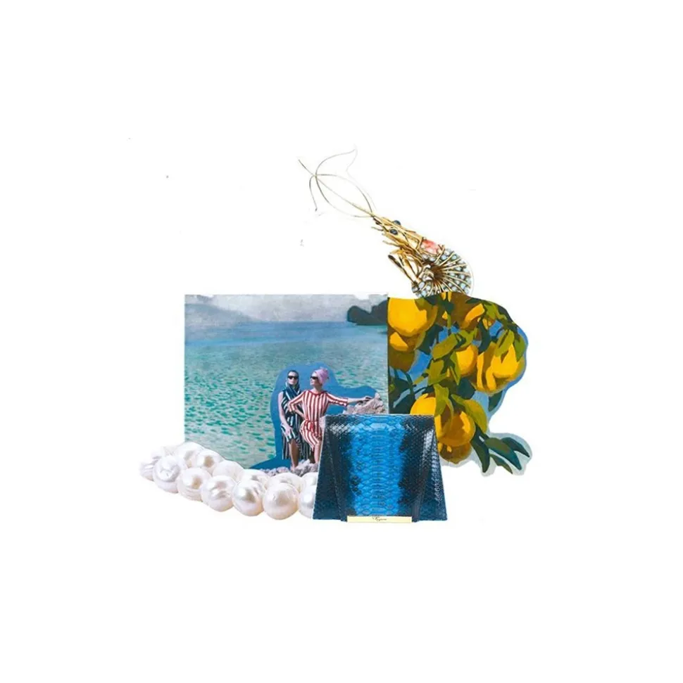 Maison Fagiano - Hand Painted Python - Blue Degradé - Artisan Bag - New Evening Collection - Luxury - Handmade in Italy - Avvenice