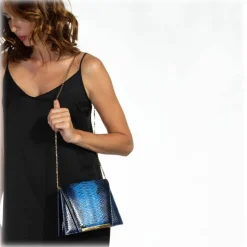 Maison Fagiano - Hand Painted Python - Blue Degradé - Artisan Bag - New Evening Collection - Luxury - Handmade in Italy - Avvenice