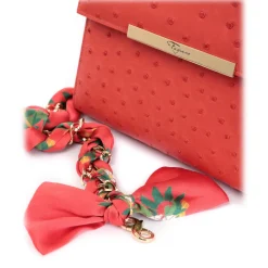 Maison Fagiano - Ostrich Leather - Coral - Artisan Bag - The New City Exclusive Collection - Luxury - Handmade in Italy - Avvenice