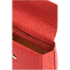 Maison Fagiano - Ostrich Leather - Coral - Artisan Bag - The New City Exclusive Collection - Luxury - Handmade in Italy - Avvenice
