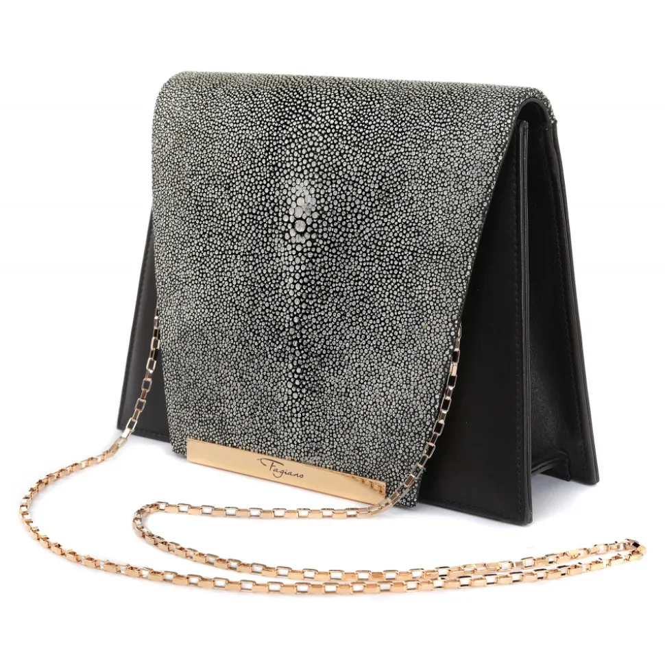 Maison Fagiano - Stingray Nappa - Metallic Grey / Black - Artisan Bag - New Evening Collection - Luxury - Handmade in Italy - Avvenice