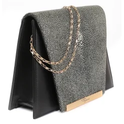 Maison Fagiano - Stingray Nappa - Metallic Grey / Black - Artisan Bag - New Evening Collection - Luxury - Handmade in Italy - Avvenice