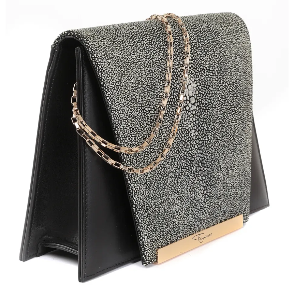 Maison Fagiano - Stingray Nappa - Metallic Grey / Black - Artisan Bag - New Evening Collection - Luxury - Handmade in Italy - Avvenice