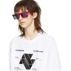 Marcelo Burlon - Red Square Linda Farrow Edition Cut-Out Sunglasses - County of Milan - Marcelo Burlon Eyewear - Avvenice