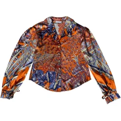 Margaux Avila - Sleeve Shirt - Orange - Shirt - Made in Italy - Luxury Exclusive Collection - Avvenice