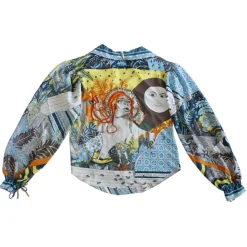 Margaux Avila - Sleeve Shirt - Blue Orange - Shirt - Made in Italy - Luxury Exclusive Collection - Avvenice