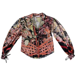 Margaux Avila - Sleeve Shirt - Red Black - Shirt - Made in Italy - Luxury Exclusive Collection - Avvenice