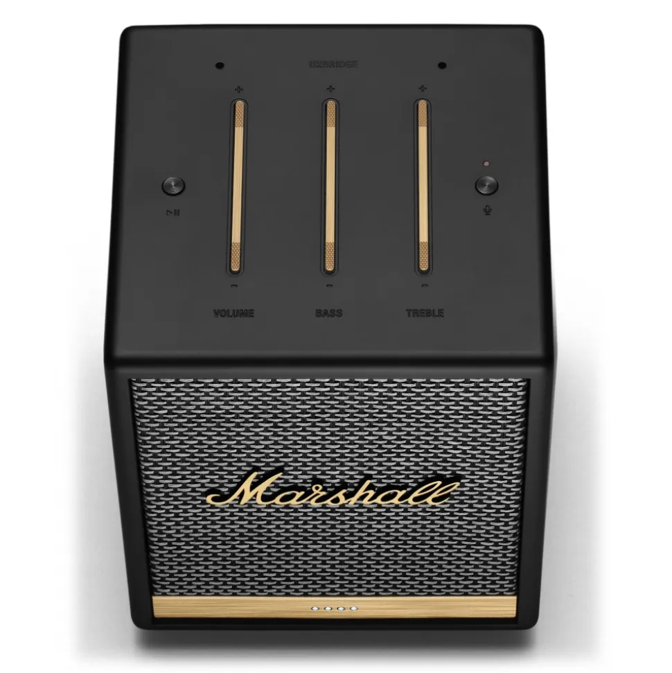Marshall - Uxbridge Voice with Google Assistant - Black - Portable Bluetooth Speaker - Iconic Premium High Quality Speaker - Avvenice