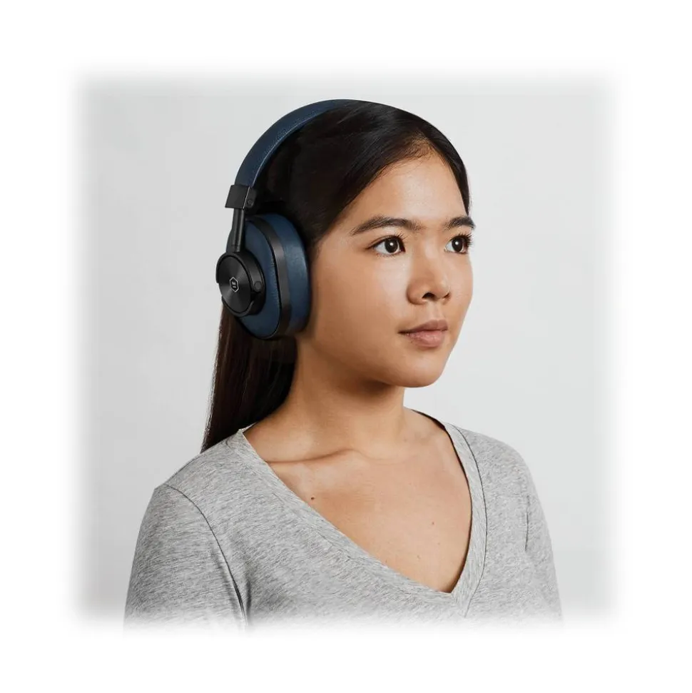 Master & Dynamic - MW60 - Black Metal / Navy Leather - Premium High Quality and Performance Wireless Over-Ear Headphones - Avvenice