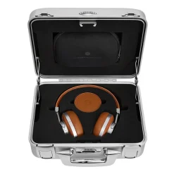 Master & Dynamic - MW60 - Halliburton Case - Silver Metal / Brown Leather - Premium High Quality Wireless Over-Ear Headphones - Avvenice