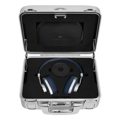 Master & Dynamic - MW60 - Halliburton Case - Silver Metal / Navy Leather - Premium High Quality Wireless Over-Ear Headphones - Avvenice