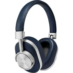 Master & Dynamic - MW60 - Halliburton Case - Silver Metal / Navy Leather - Premium High Quality Wireless Over-Ear Headphones - Avvenice