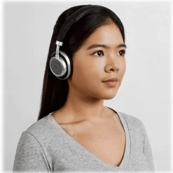 Master & Dynamic - MW50+ - Silver Metal / Black Leather - Premium High Quality Wireless 2-in-1 On + Over-Ear Headphones - Avvenice