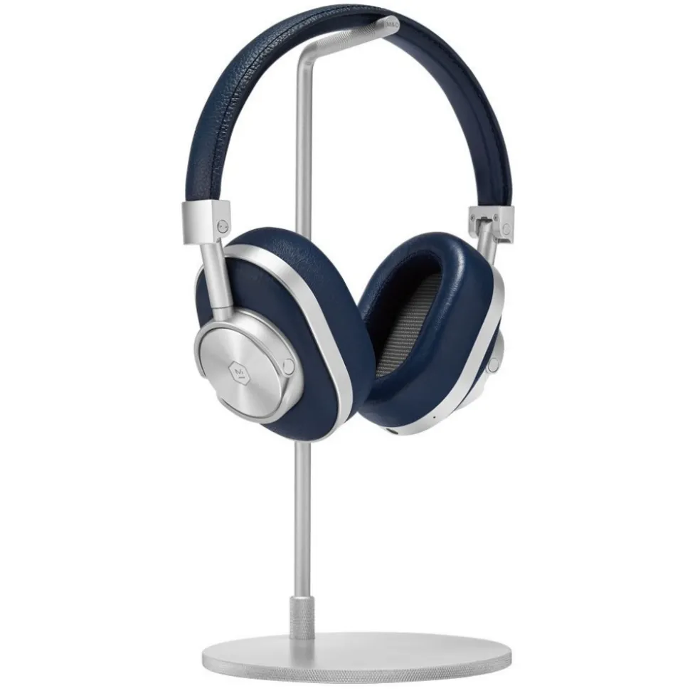 Master & Dynamic - MW60 - Silver Metal / Navy Leather - Premium High Quality and Performance Wireless Over-Ear Headphones - Avvenice