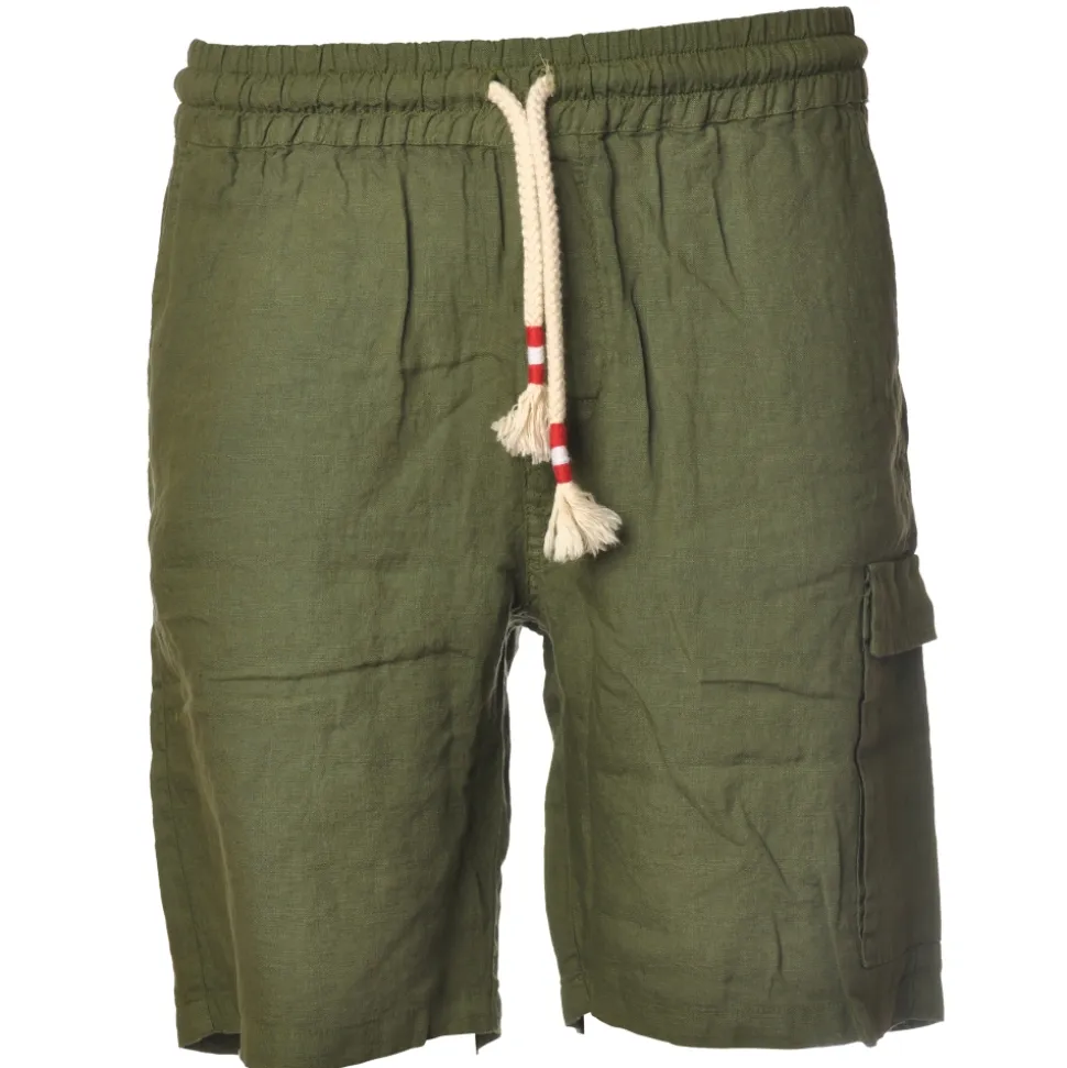 MC2 Saint Barth - Bermuda in Linen - Military Green - Luxury Exclusive Collection - Avvenice