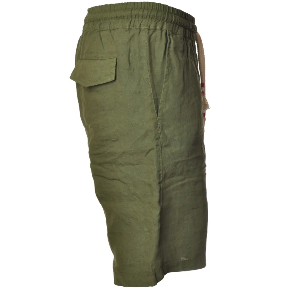 MC2 Saint Barth - Bermuda in Linen - Military Green - Luxury Exclusive Collection - Avvenice