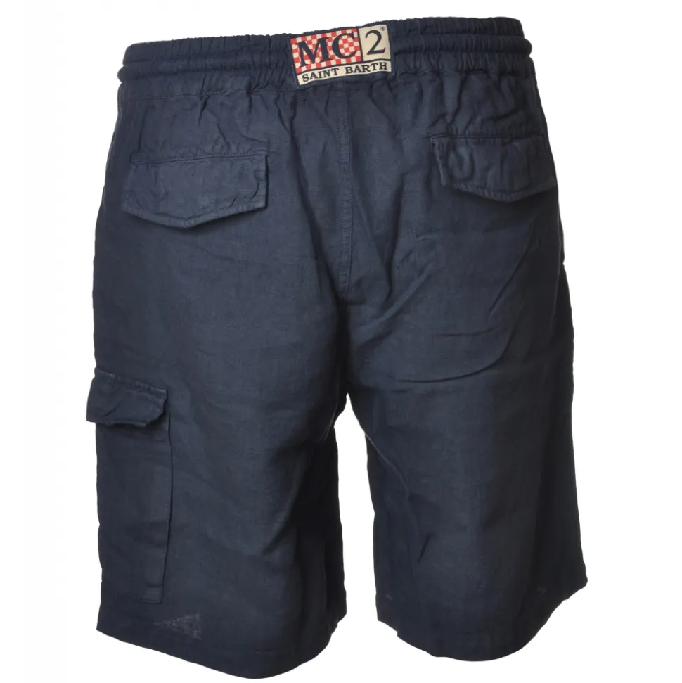 MC2 Saint Barth - Bermuda in Linen - Blue - Luxury Exclusive Collection - Avvenice