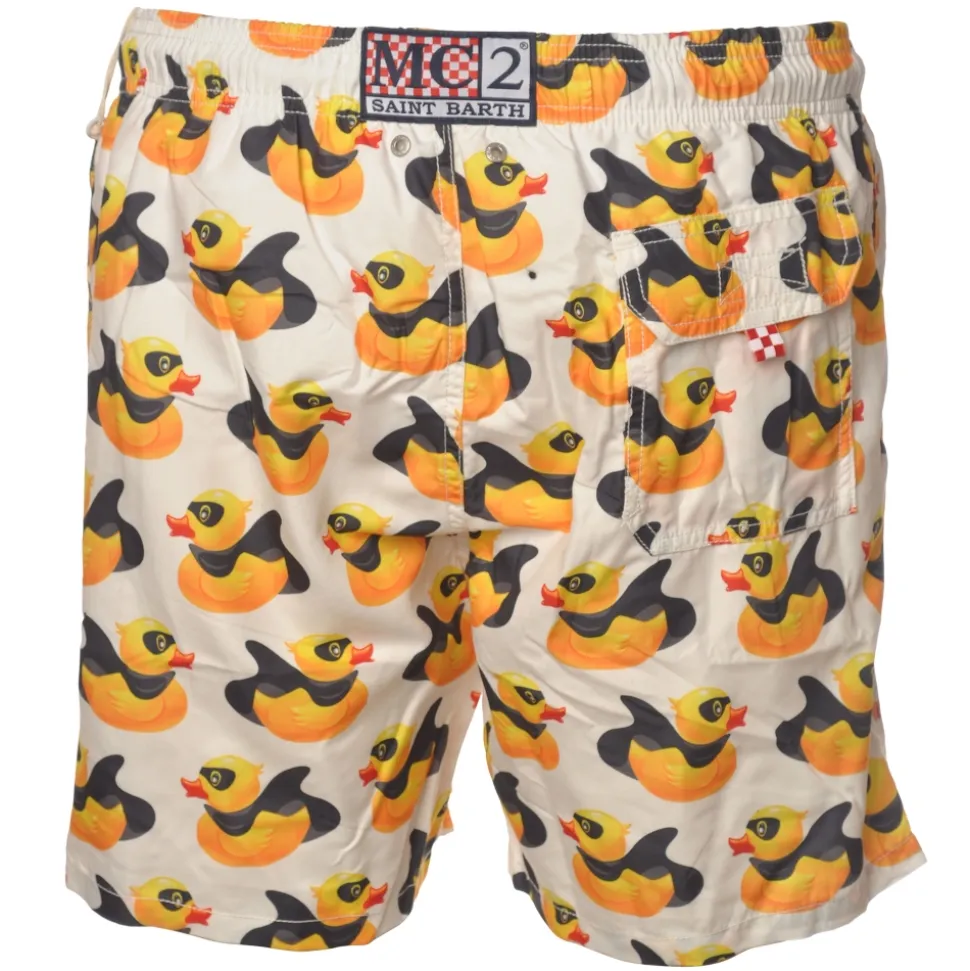 MC2 Saint Barth - Boxer Swimsuit in Duck with Cape Pattern - White - Luxury Exclusive Collection - Avvenice