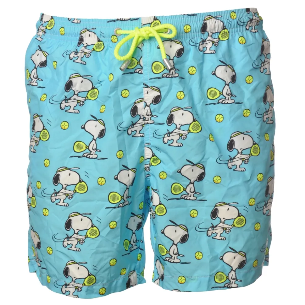 MC2 Saint Barth - Boxer Swimsuit in Snoopy Padel Pattern - Turquoise - Luxury Exclusive Collection - Avvenice