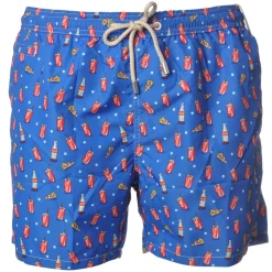 MC2 Saint Barth - Boxer Swimsuit in CocaCola and Pizza Pattern - Blue - Luxury Exclusive Collection - Avvenice