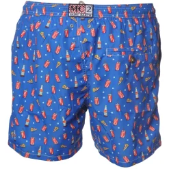 MC2 Saint Barth - Boxer Swimsuit in CocaCola and Pizza Pattern - Blue - Luxury Exclusive Collection - Avvenice