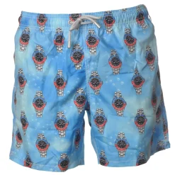 MC2 Saint Barth - Boxer Swimsuit in Watch Pattern - Light Blue - Luxury Exclusive Collection - Avvenice