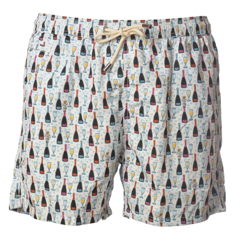 MC2 Saint Barth - Boxer Swimsuit Bellavista - White Pattern - Luxury Exclusive Collection - Avvenice