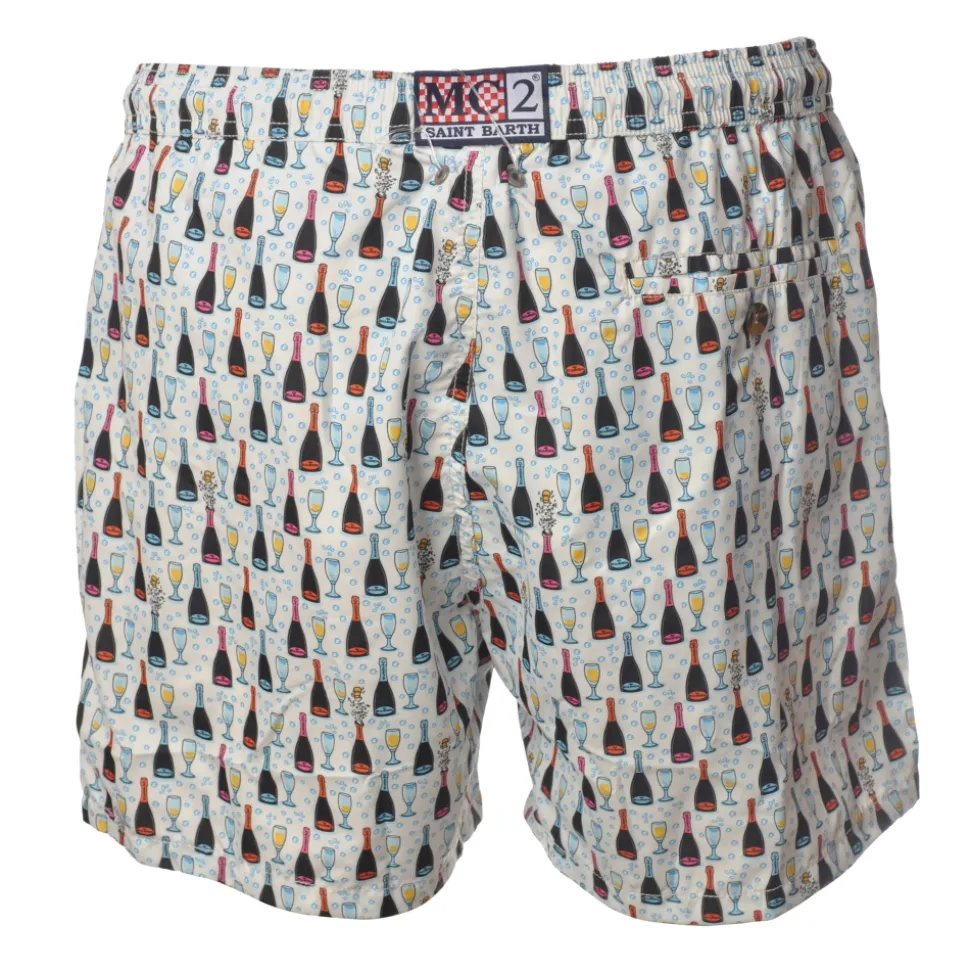 MC2 Saint Barth - Boxer Swimsuit Bellavista - White Pattern - Luxury Exclusive Collection - Avvenice