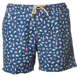 MC2 Saint Barth - Boxer Swimsuit in Oyster and Champagne Pattern - Blue - Luxury Exclusive Collection - Avvenice