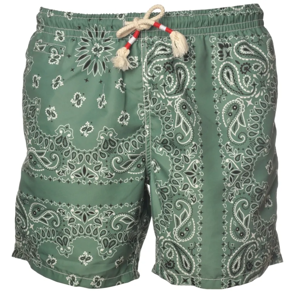 MC2 Saint Barth - Boxer Swimsuit in Bandana Pattern - Green - Luxury Exclusive Collection - Avvenice