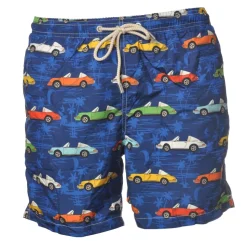 MC2 Saint Barth - Boxer Swimsuit in Cabrio Cars Pattern - Blue - Luxury Exclusive Collection - Avvenice