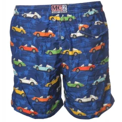 MC2 Saint Barth - Boxer Swimsuit in Cabrio Cars Pattern - Blue - Luxury Exclusive Collection - Avvenice