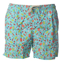 MC2 Saint Barth - Boxer Swimsuit Bellavista - Light Blue Pattern - Luxury Exclusive Collection - Avvenice