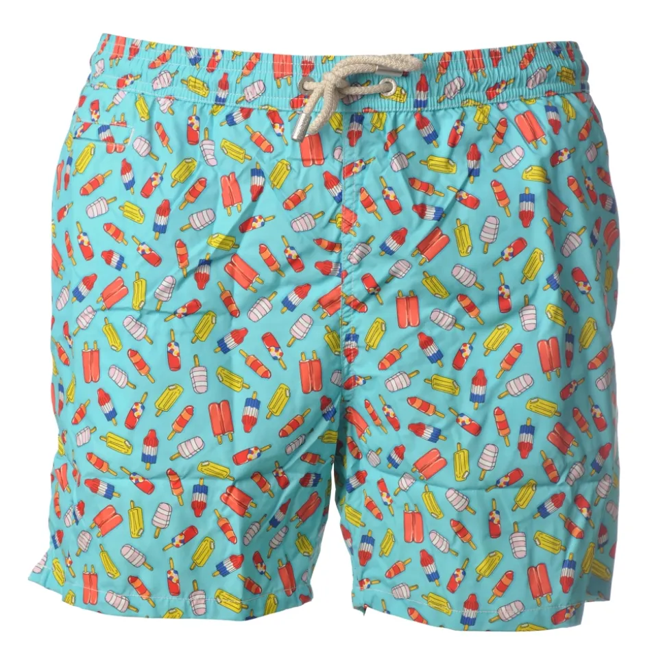 MC2 Saint Barth - Boxer Swimsuit Bellavista - Light Blue Pattern - Luxury Exclusive Collection - Avvenice
