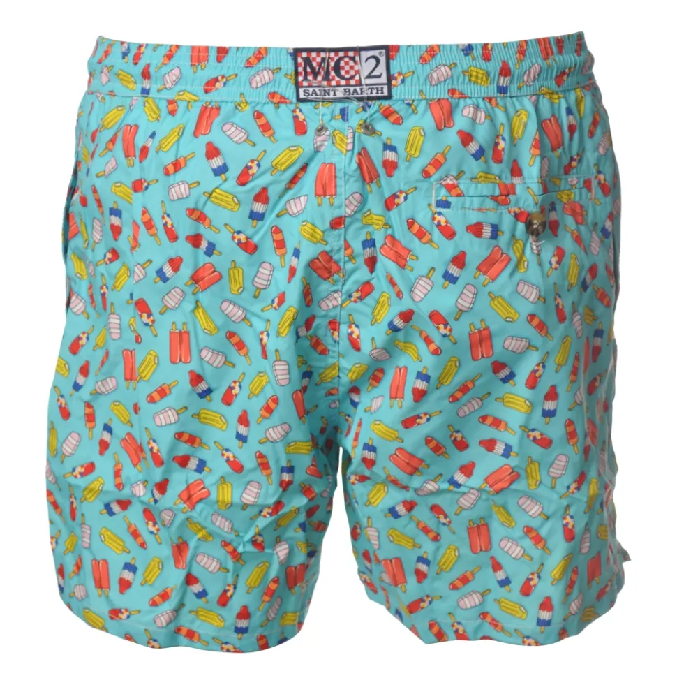 MC2 Saint Barth - Boxer Swimsuit Bellavista - Light Blue Pattern - Luxury Exclusive Collection - Avvenice