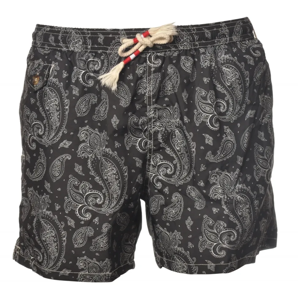 MC2 Saint Barth - Boxer Swimsuit in Bandana Pattern - Black - Luxury Exclusive Collection - Avvenice