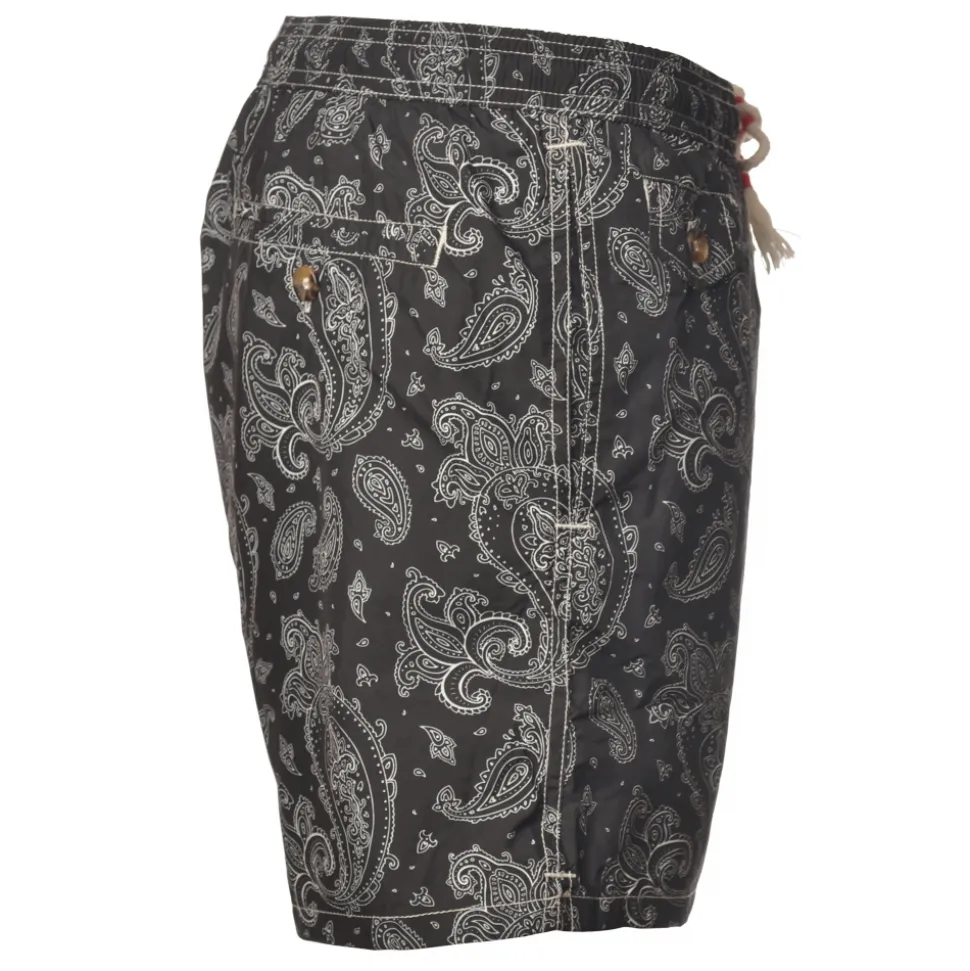 MC2 Saint Barth - Boxer Swimsuit in Bandana Pattern - Black - Luxury Exclusive Collection - Avvenice