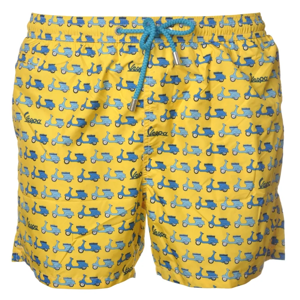 MC2 Saint Barth - Boxer Swimsuit in Vespa Pattern - Yellow - Luxury Exclusive Collection - Avvenice