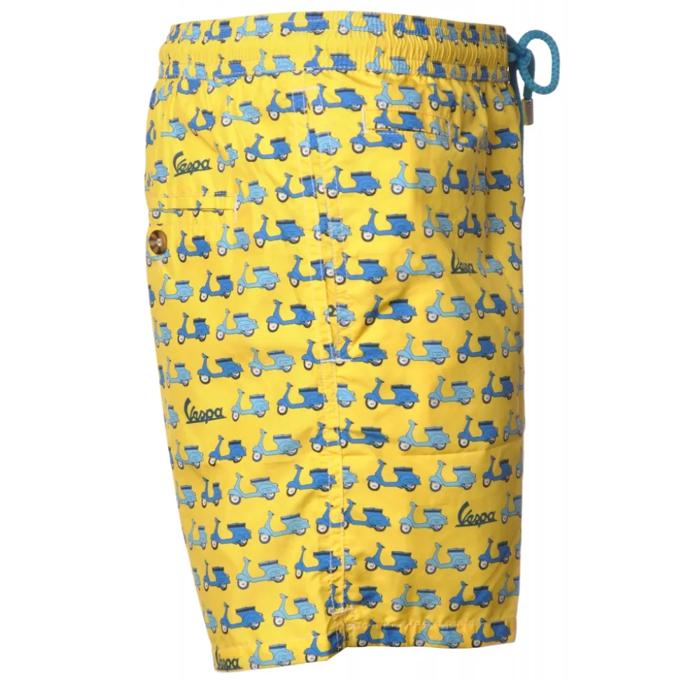 MC2 Saint Barth - Boxer Swimsuit in Vespa Pattern - Yellow - Luxury Exclusive Collection - Avvenice