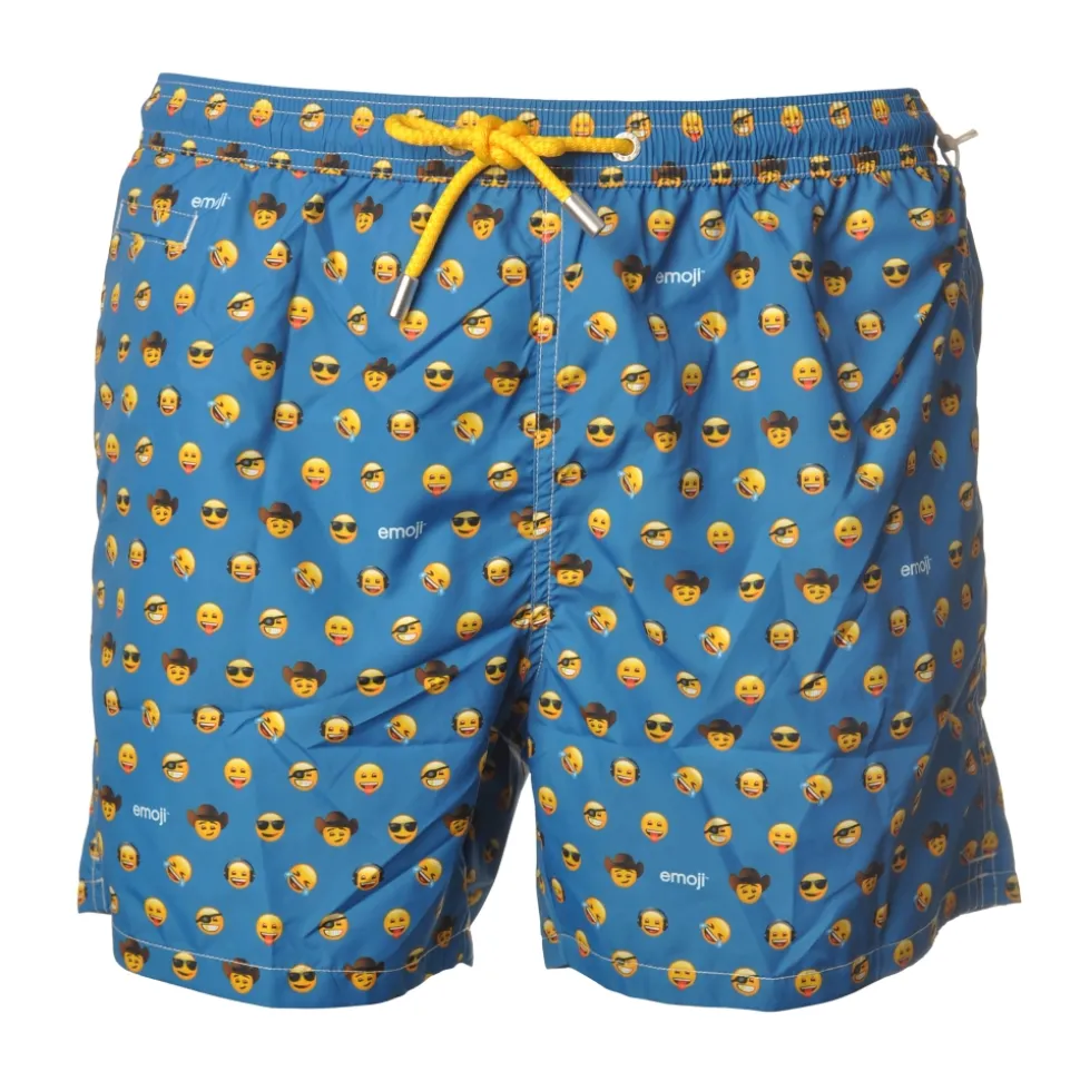 MC2 Saint Barth - Boxer Swimsuit in Emoji Pattern - Light Blue - Luxury Exclusive Collection - Avvenice