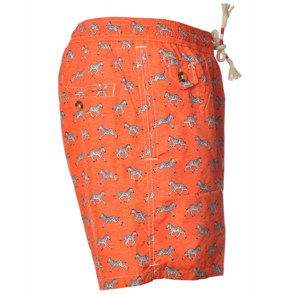 MC2 Saint Barth - Boxer Swimsuit in Zebra Pattern - Orange - Luxury Exclusive Collection - Avvenice